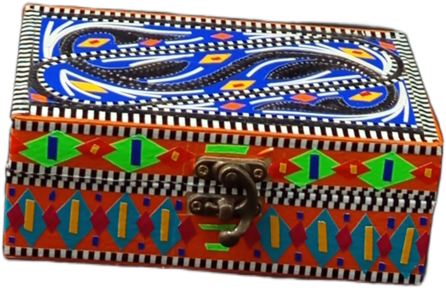 Traditional Pakistani Décor Box(L-15cm , W-10cm , H-5.5cm) , Chamakpatti Decorative Box , Chamakpatti Craft Box , Chamakpatti Craft Box for Jewelry and Accessories - Image 3