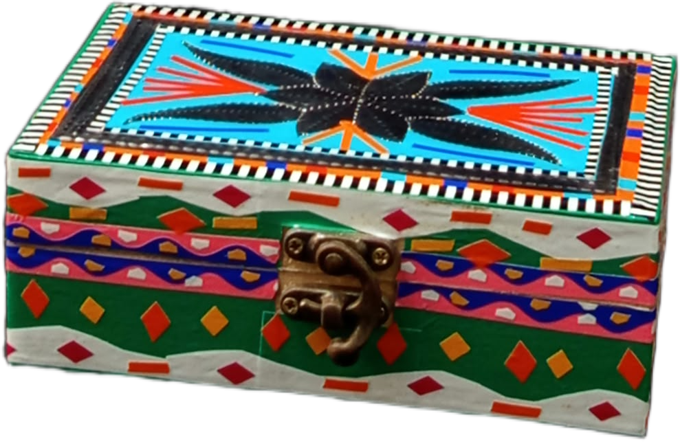 Handmade Style Chamakpatti Decorative Storage Box(L-15cm , W-10cm , H-5.5cm) , Chamakpatti Gift Box for Jewelry and Small Accessories,Chamakpatti Decorative Box - Image 3