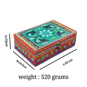 Decorative Pakistani Handicraft( L-23cm , W-15.5cm  , H-7.5cm ) , Chamakpatti Decorative Box for Home Storage and Organization , Traditional Home Decor , Chamakpatti Keepsake Box
