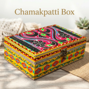 Decorative Storage Box for Home and Gift Giving ( L-23cm , W-15.5cm  , H-7.5cm ) , Chamakpatti Box for Gifts, Jewelry, and Keepsakes ,  Decorative Storage Box for Personal Accessories