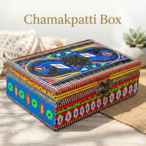 Pakistani Chamakpatti Decorative Box( L-20.5cm , W-13cm , H-7cm ) , Chamakpatti Box for Jewelry, Gifts and Small Accessories , Pakistani Handicraft Gift Box