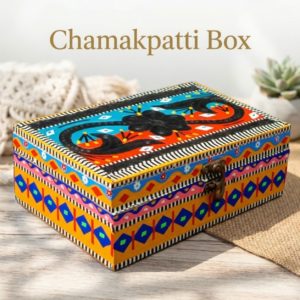 Traditional Handcrafted Box ( L-20.5cm , W-13cm , H-7cm ) , Chamakpatti Box for Accessories , Pakistani Chamakpatti Decorative Box