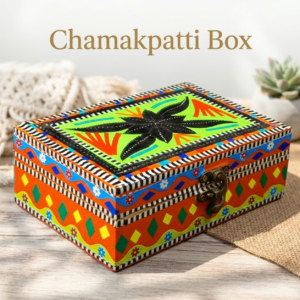 Chamakpatti Craft Box(L-15cm , W-10cm , H-5.5cm) , Chamakpatti Decorative Box , Unique Decorative Storage Box , Decorative Storage Box for Home