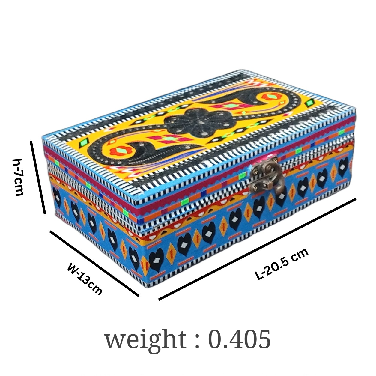 Decorative Chamakpatti Box( L-20.5cm , W-13cm , H-7cm ) , Pakistani Decorative Box , Chamakpatti Traditional Design , Traditional Craft box - Image 2