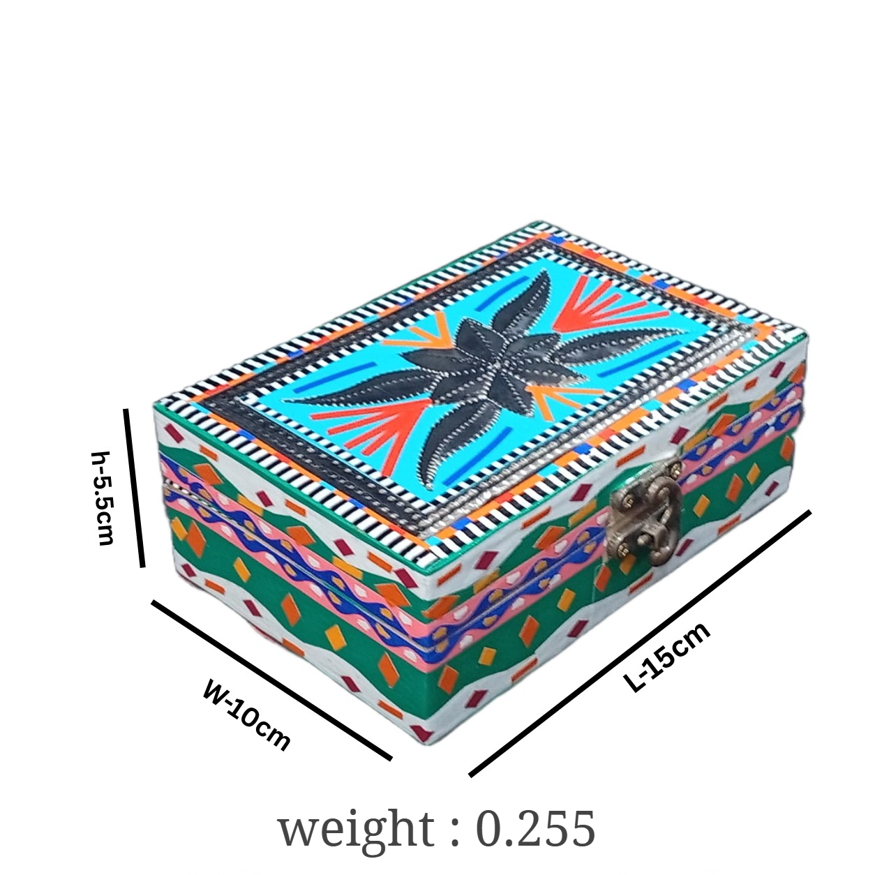 Handmade Style Chamakpatti Decorative Storage Box(L-15cm , W-10cm , H-5.5cm) , Chamakpatti Gift Box for Jewelry and Small Accessories,Chamakpatti Decorative Box - Image 2