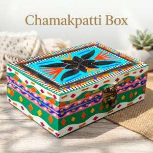 Handmade Style Chamakpatti Decorative Storage Box(L-15cm , W-10cm , H-5.5cm) , Chamakpatti Gift Box for Jewelry and Small Accessories,Chamakpatti Decorative Box