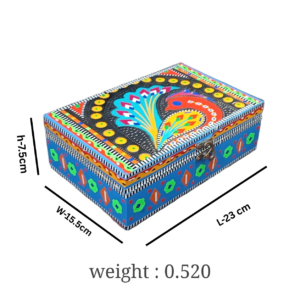 Decorative Storage Box for Accessories( L-23cm , W-15.5cm  , H-7.5cm ) , Traditional Pakistani Decorative Box for Home Organization , Pakistani Chamakpatti Decorative Storage Box