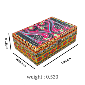 Decorative Storage Box for Home and Gift Giving ( L-23cm , W-15.5cm  , H-7.5cm ) , Chamakpatti Box for Gifts, Jewelry, and Keepsakes ,  Decorative Storage Box for Personal Accessories