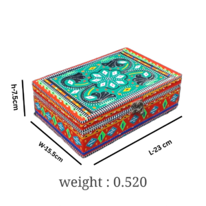 Decorative Pakistani Handicraft( L-23cm , W-15.5cm  , H-7.5cm ) , Chamakpatti Decorative Box for Home Storage and Organization , Traditional Home Decor , Chamakpatti Keepsake Box