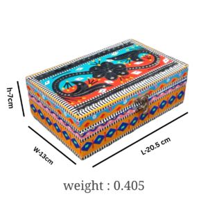 Traditional Handcrafted Box ( L-20.5cm , W-13cm , H-7cm ) , Chamakpatti Box for Accessories , Pakistani Chamakpatti Decorative Box