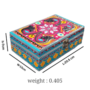 Chamakpatti Gift Box ( L-20.5cm , W-13cm , H-7cm ) , Beautiful Pakistani Handcrafted Decor, Chamakpatti Box for Jewelry , Decorative Chamakpatti Storage Box